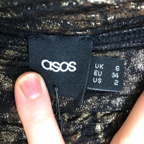 NWT ASOS Leopard Print Black and Gold Shiny Skirt Women’s Size 2 - Picture 7 of 10